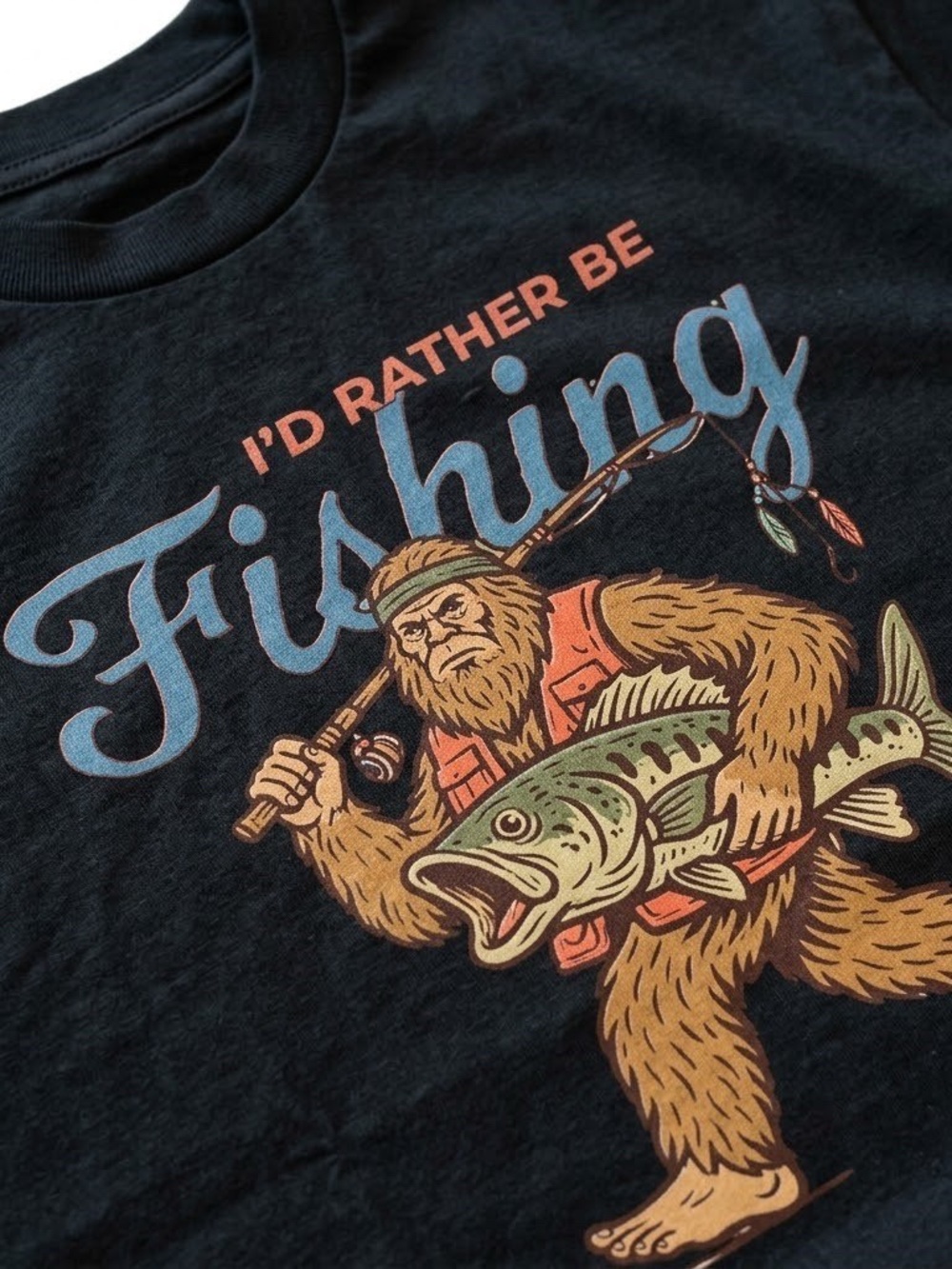Gildan Black Funny Fishing Graphic Shirt - Picture 2 of 2